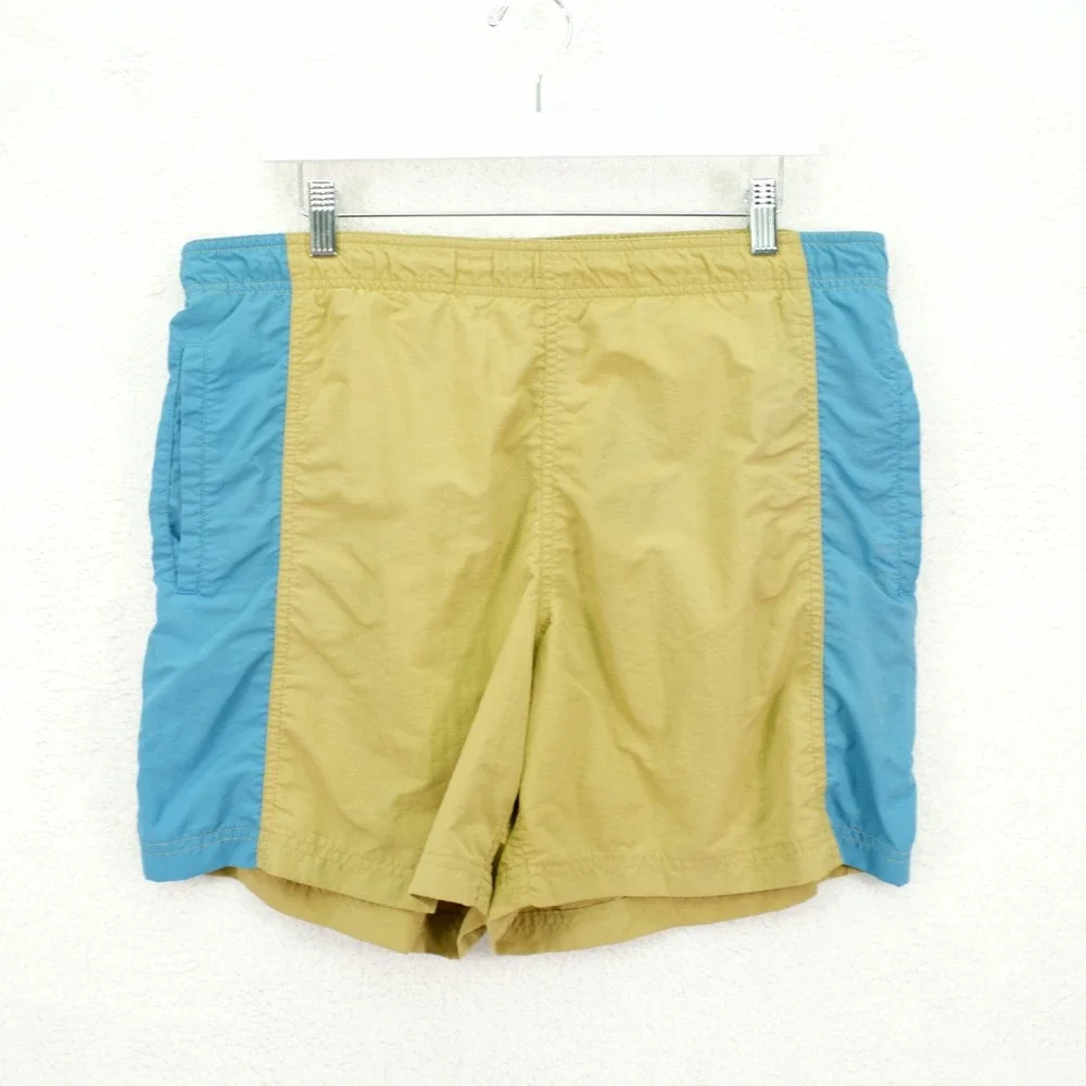 L.L. Bean Tan Blue Men's Swim Trunks Mesh Lined -0XR46  34 / 6- Nylon‎ Mid Rise